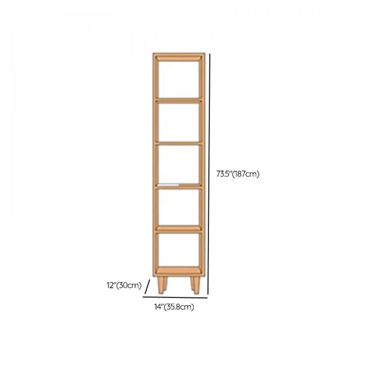 Casual Natural Finish Vertical Timber Etagere Bookcase Image - 27