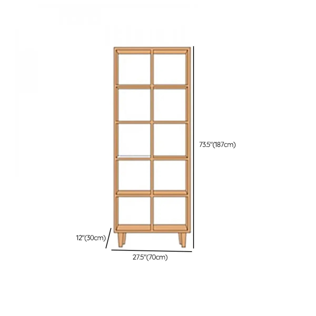 Casual Natural Finish Vertical Timber Etagere Bookcase Image - 39