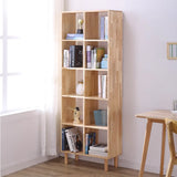 Casual Natural Finish Vertical Timber Etagere Bookcase Image - 6