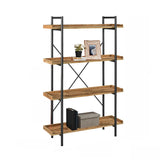 Casual Open Back Metal Frame Rectangular Bookcase Image - 13