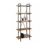 Casual Open Back Metal Frame Rectangular Bookcase Image - 16