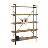 Casual Open Back Metal Frame Rectangular Bookcase Image - 18