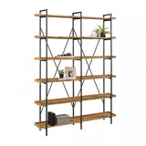 Casual Open Back Metal Frame Rectangular Bookcase Image - 25