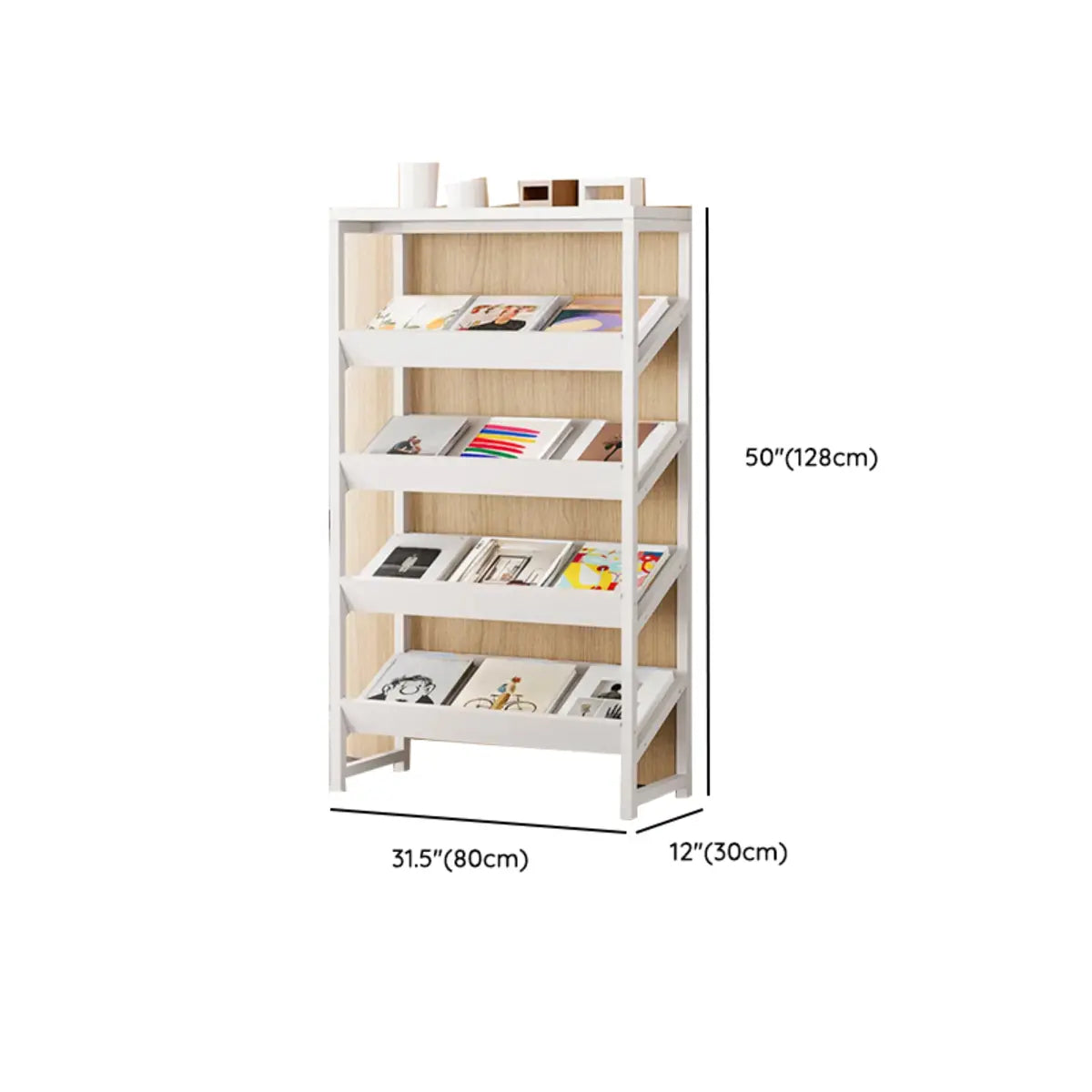 Casual Open Back Metal Frame Vertical Display Bookcase 