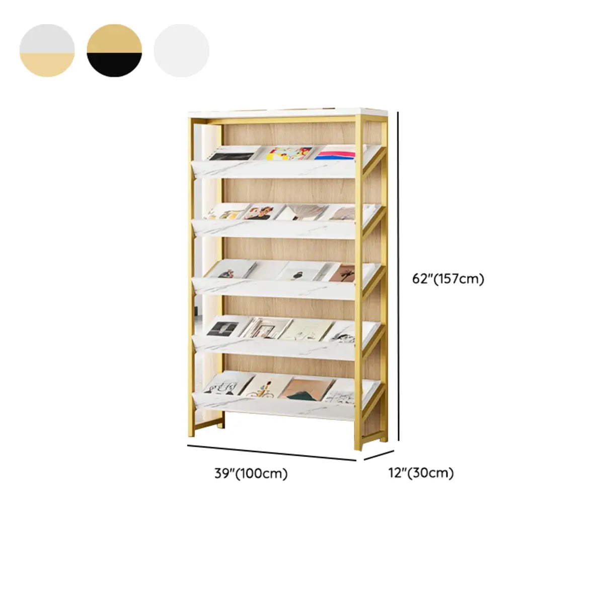 Casual Open Back Metal Frame Vertical Display Bookcase Image - 15