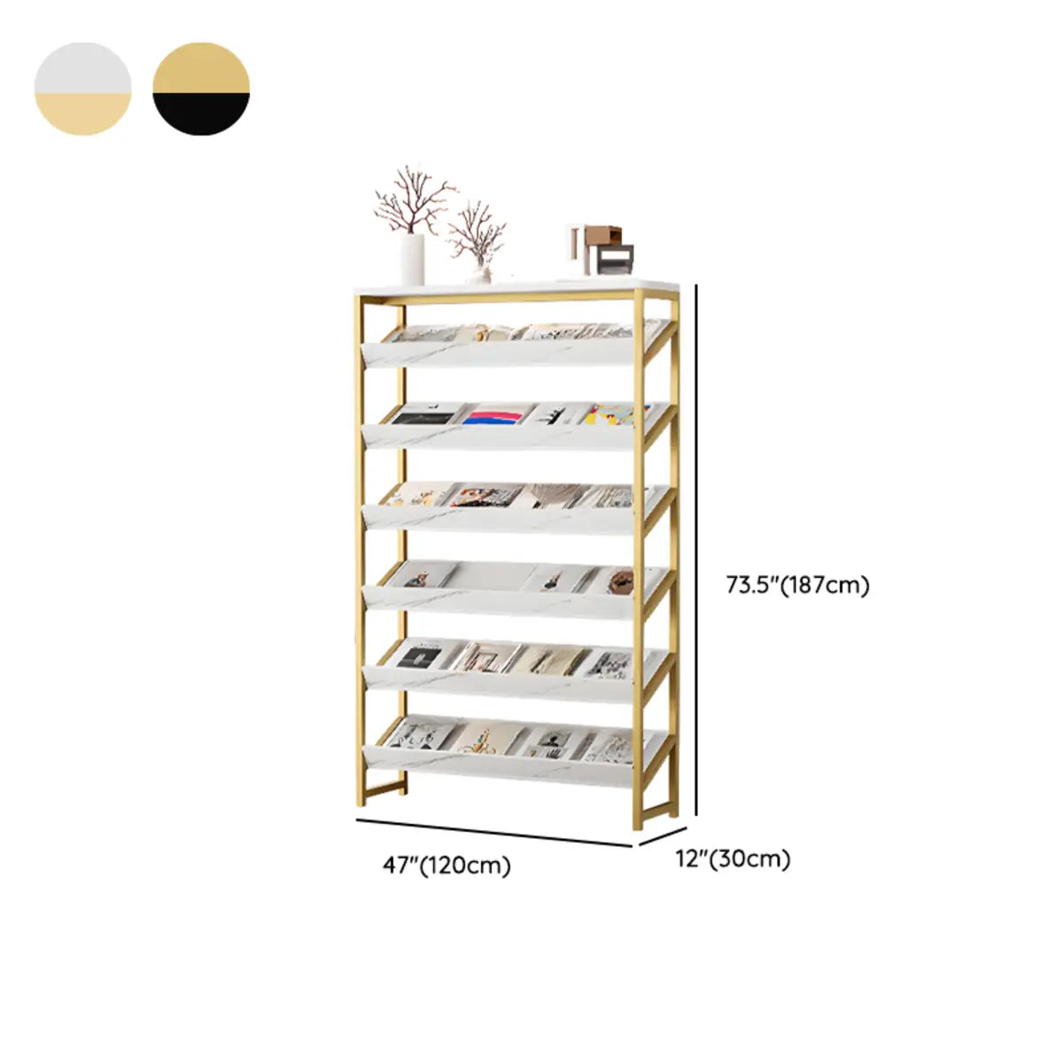 Casual Open Back Metal Frame Vertical Display Bookcase Image - 16