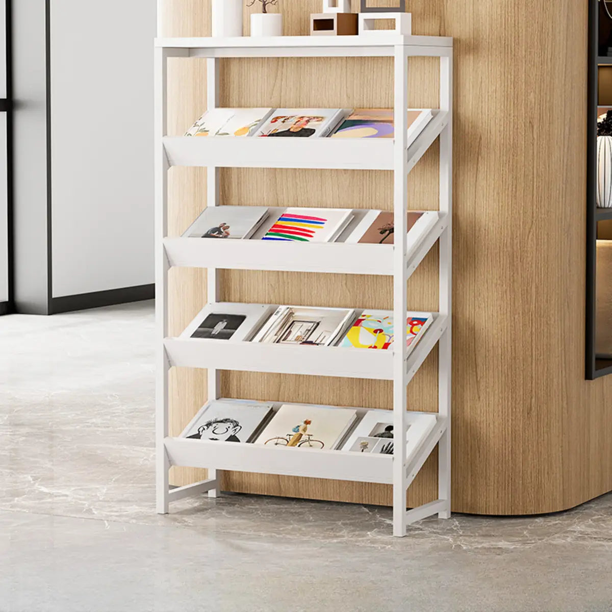 Casual Open Back Metal Frame Vertical Display Bookcase Image - 2