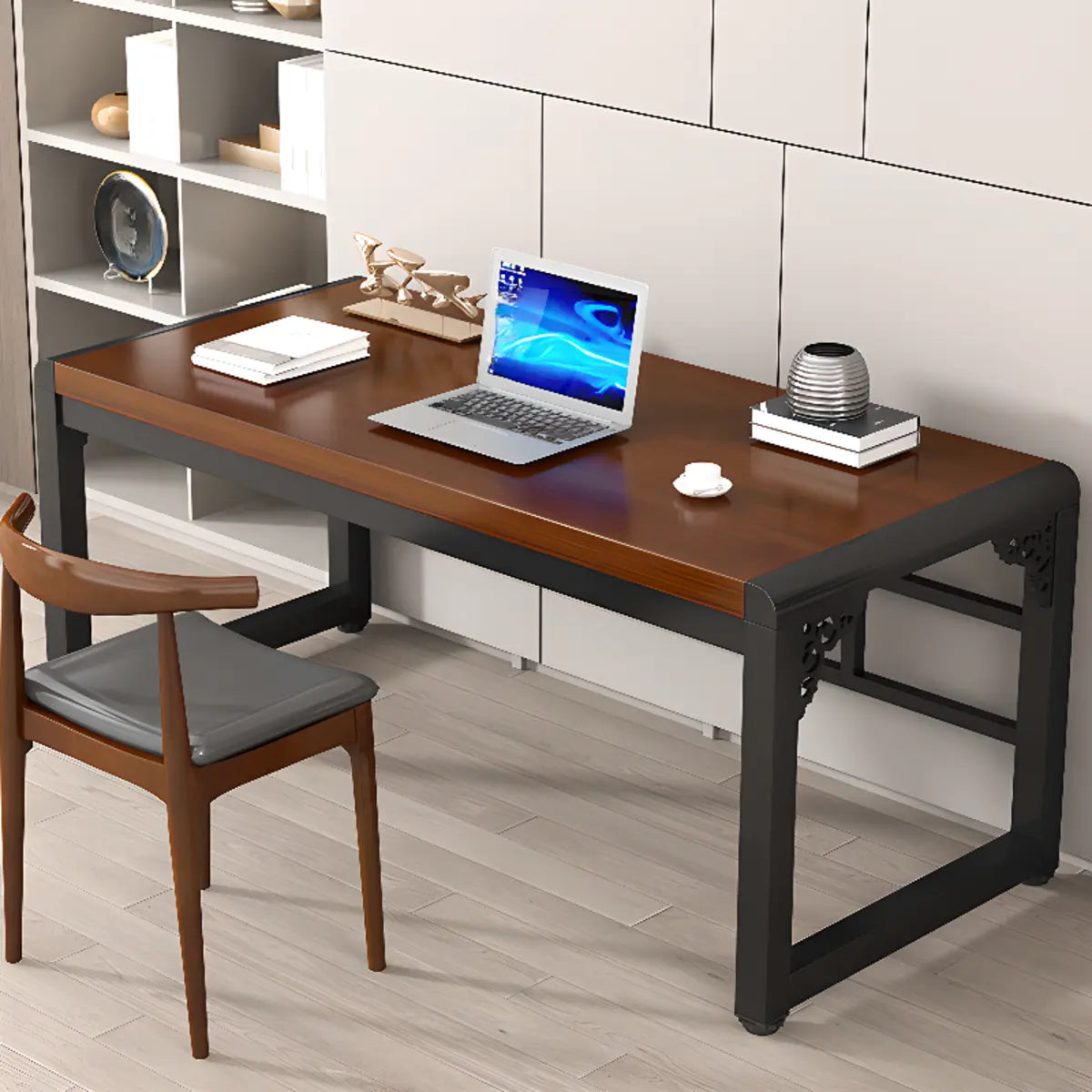 Casual Rectangular Timber Black Walnut Writing Desk Image - 1