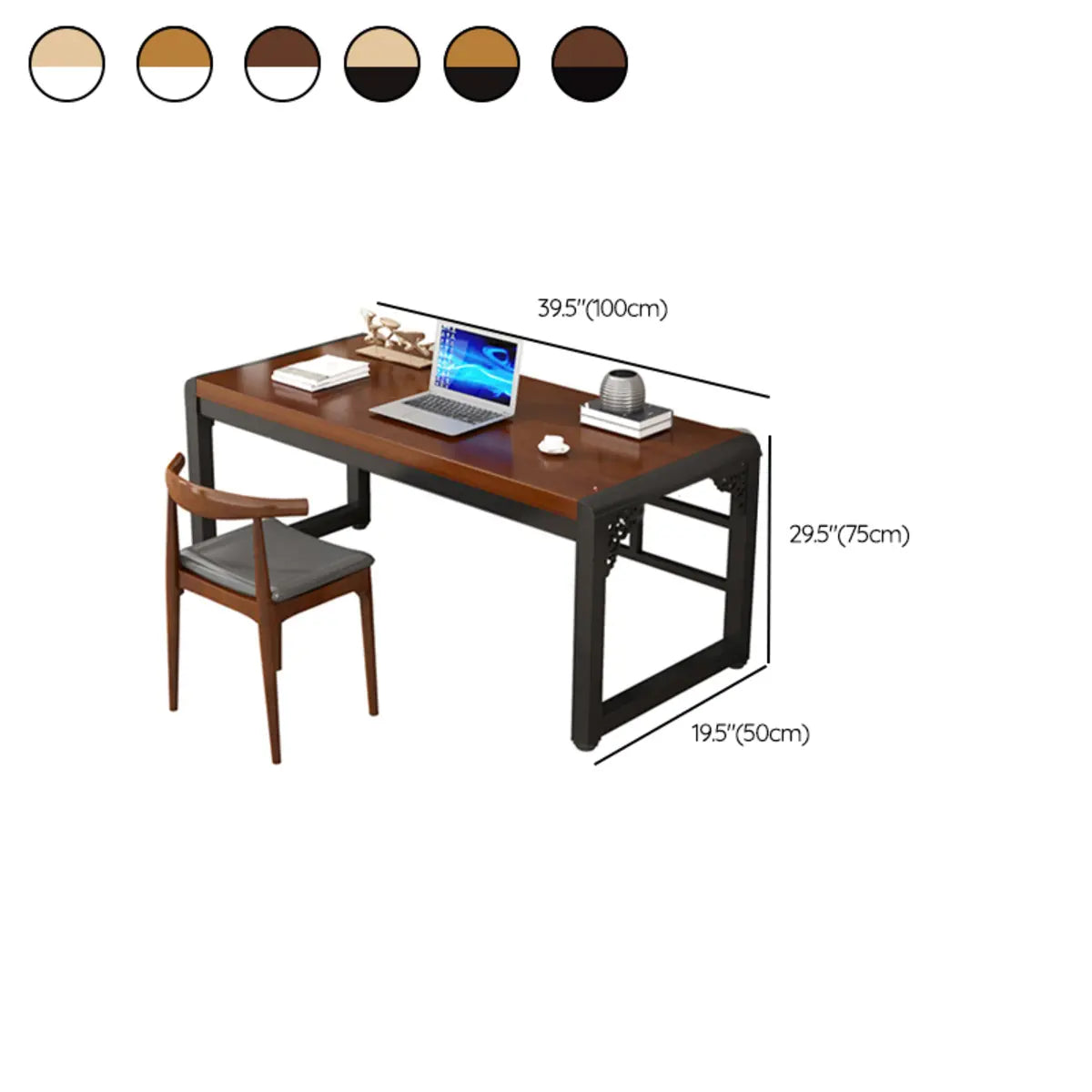 Casual Rectangular Timber Black Walnut Writing Desk 