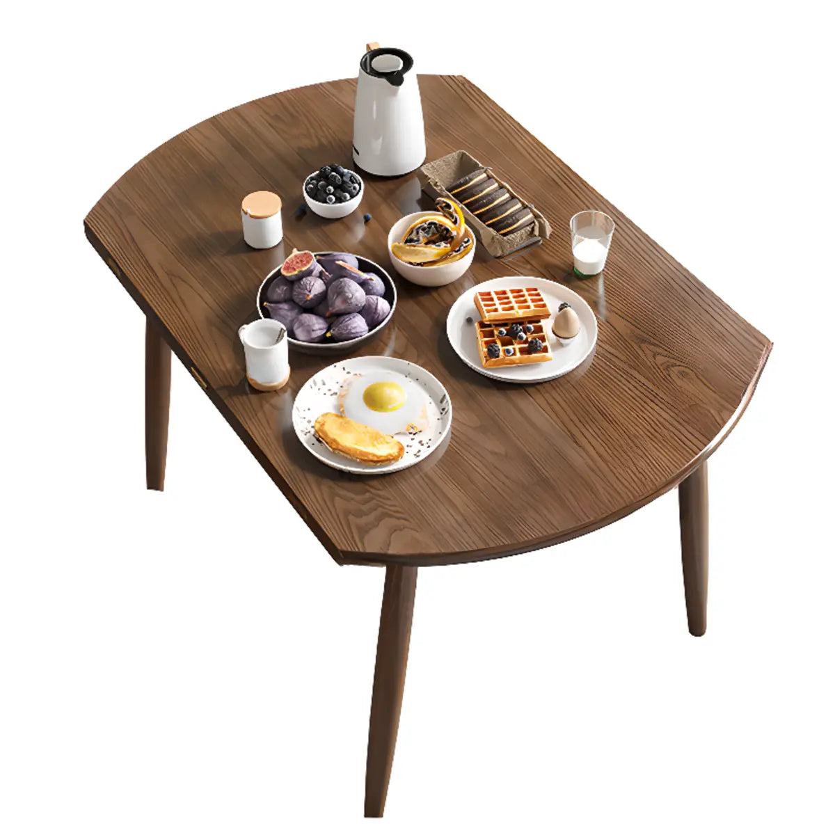 Casual Round Natural Wood Dining Table Drop Leaf Brown Image - 10