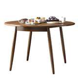 Casual Round Natural Wood Dining Table Drop Leaf Brown Image - 6