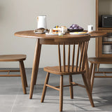 Casual Round Natural Wood Dining Table Drop Leaf Brown Image - 9