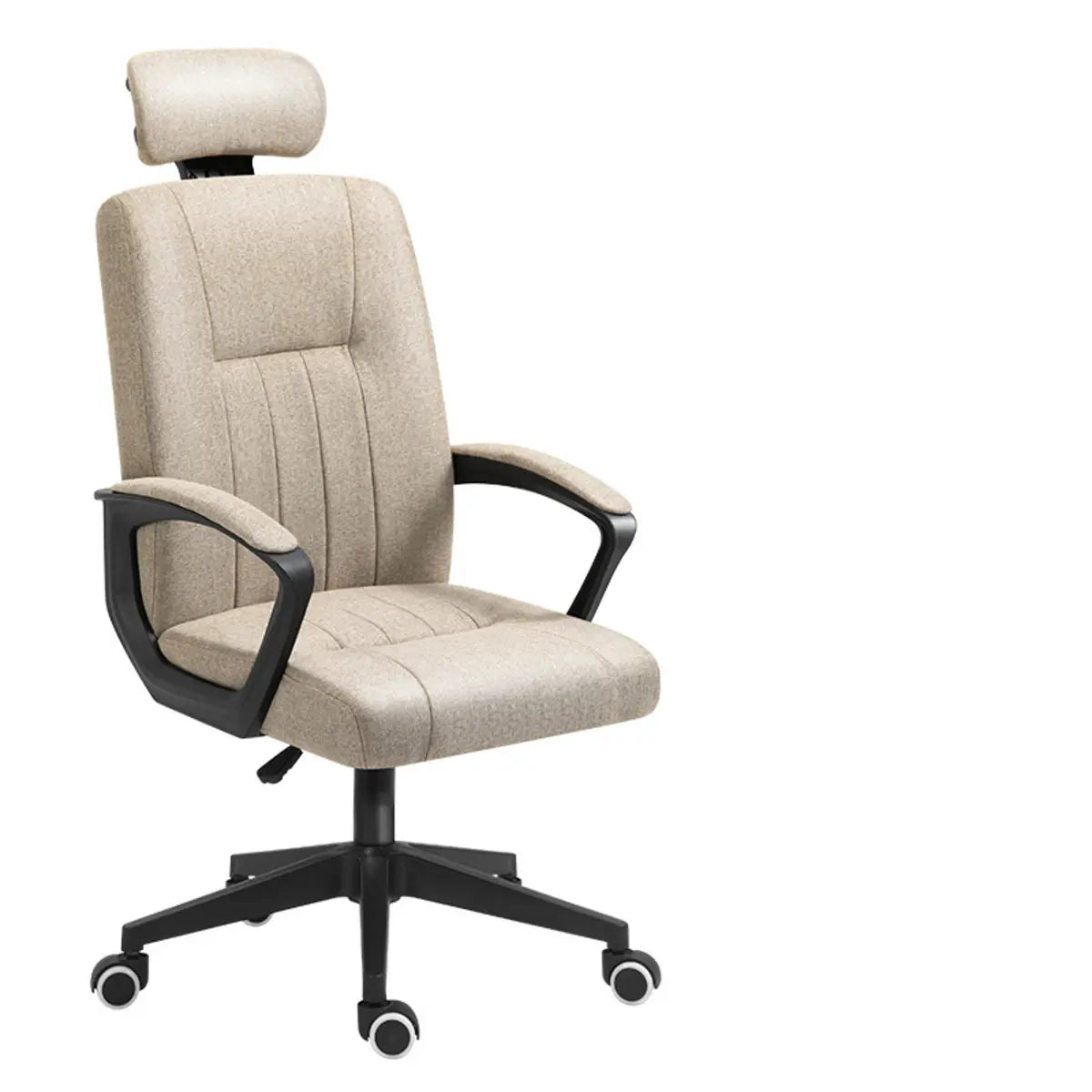 Casual Swivel Ergonomic High-Back Leather Office Chair Image - 11