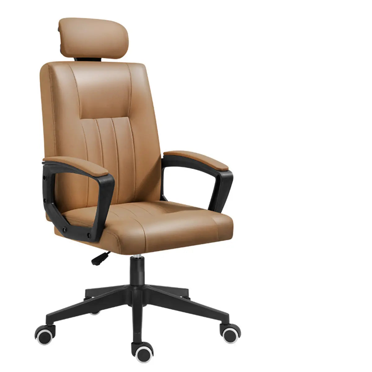 Casual Swivel Ergonomic High-Back Leather Office Chair Image - 14