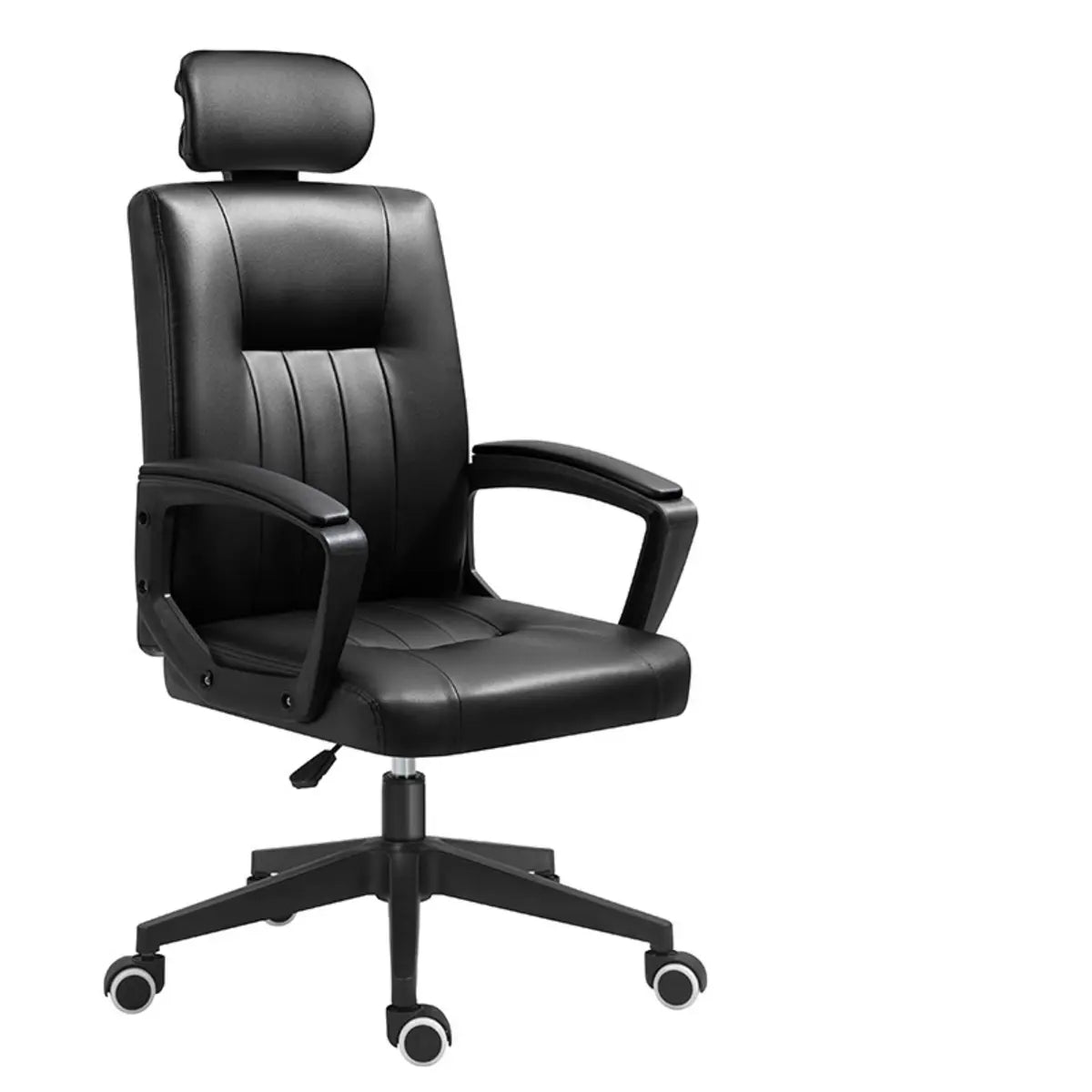 Casual Swivel Ergonomic High-Back Leather Office Chair Image - 15