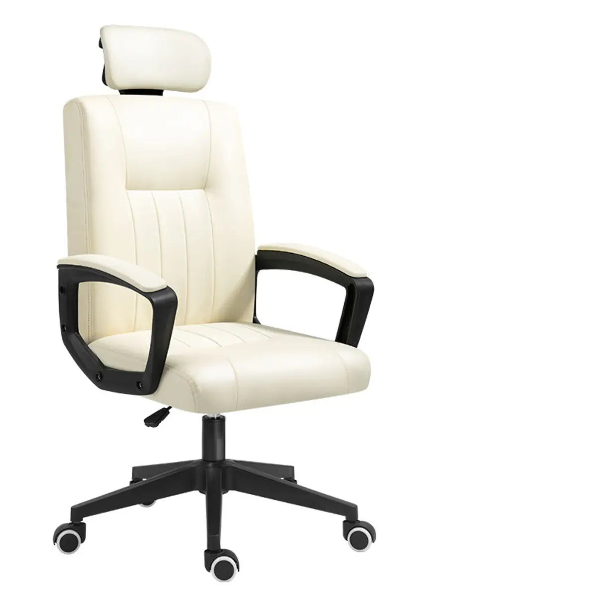 Casual Swivel Ergonomic High-Back Leather Office Chair Image - 17