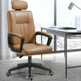 Casual Swivel Ergonomic High-Back Leather Office Chair Image - 18