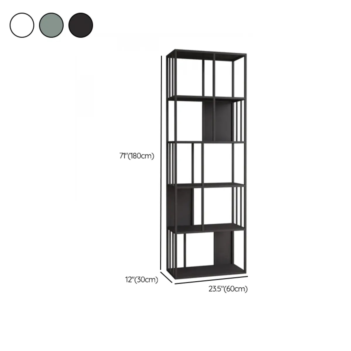 Casual White Alloy Frame Open Shelf Vertical Bookshelf 