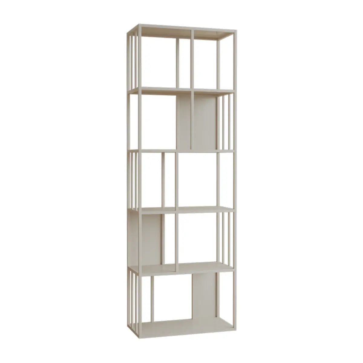 Casual White Alloy Frame Open Shelf Vertical Bookshelf Image - 2