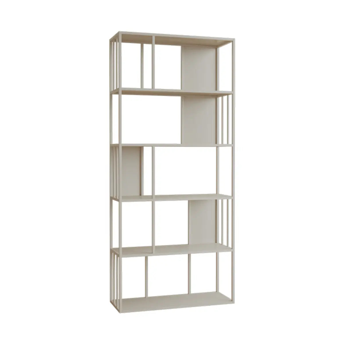 Casual White Alloy Frame Open Shelf Vertical Bookshelf Image - 3