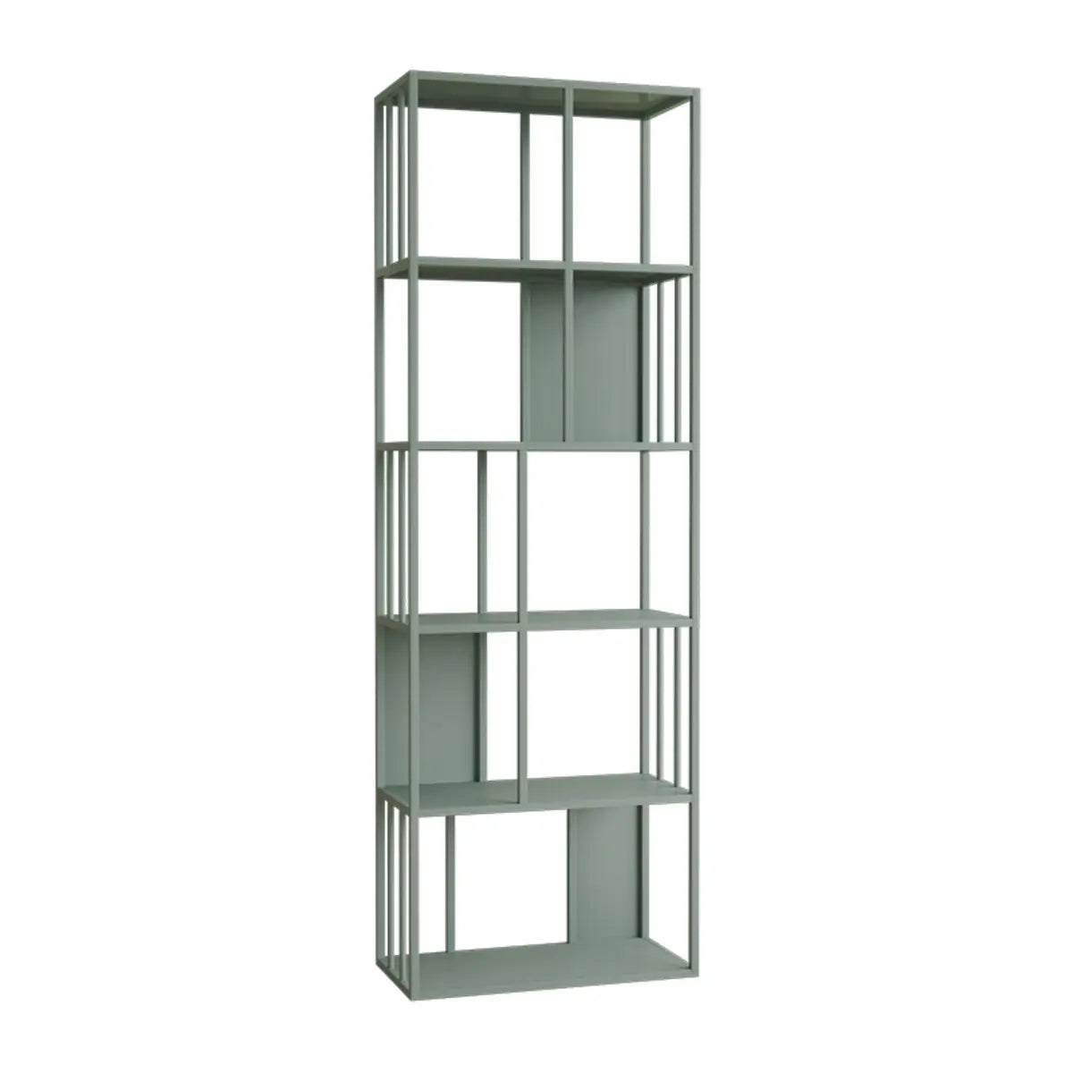 Casual White Alloy Frame Open Shelf Vertical Bookshelf Image - 5