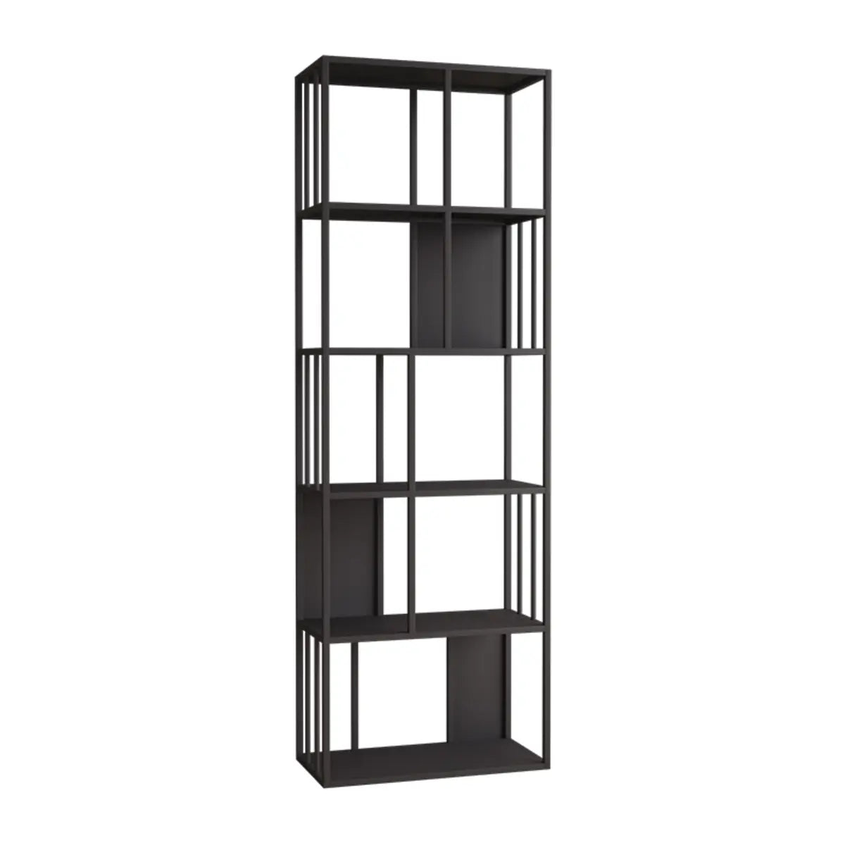 Casual White Alloy Frame Open Shelf Vertical Bookshelf Image - 9