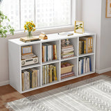 Casual White Closed Back Wood Vertical Wide Bookcase Image - 1