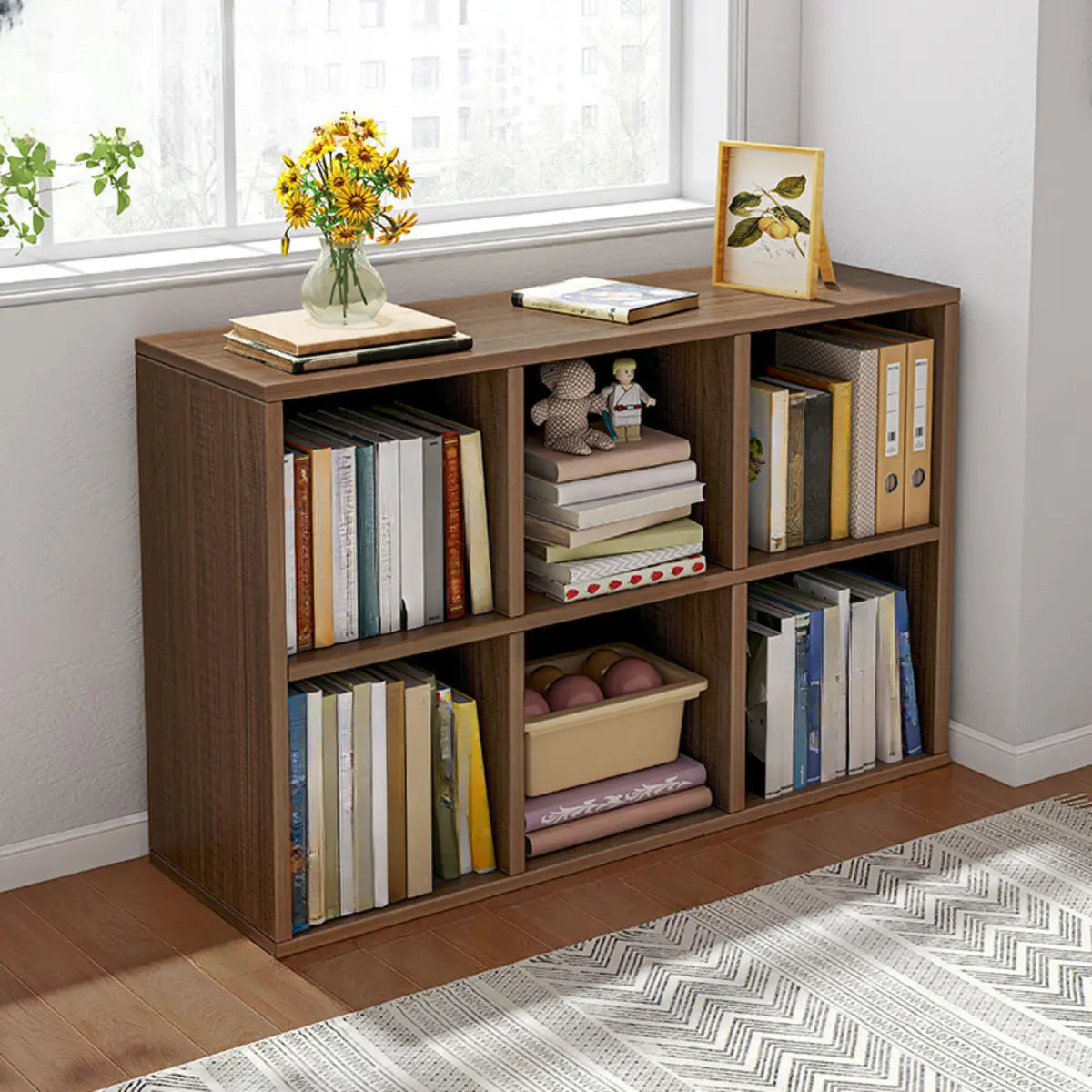 Casual White Closed Back Wood Vertical Wide Bookcase Image - 11