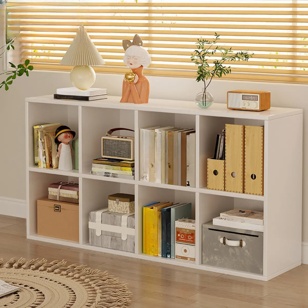 Casual White Closed Back Wood Vertical Wide Bookcase Image - 12