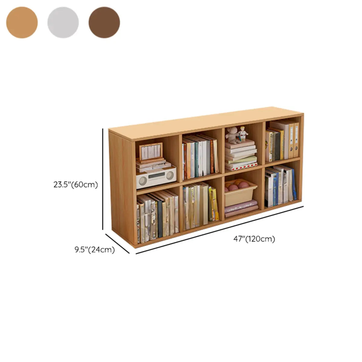 Casual White Closed Back Wood Vertical Wide Bookcase Image - 22