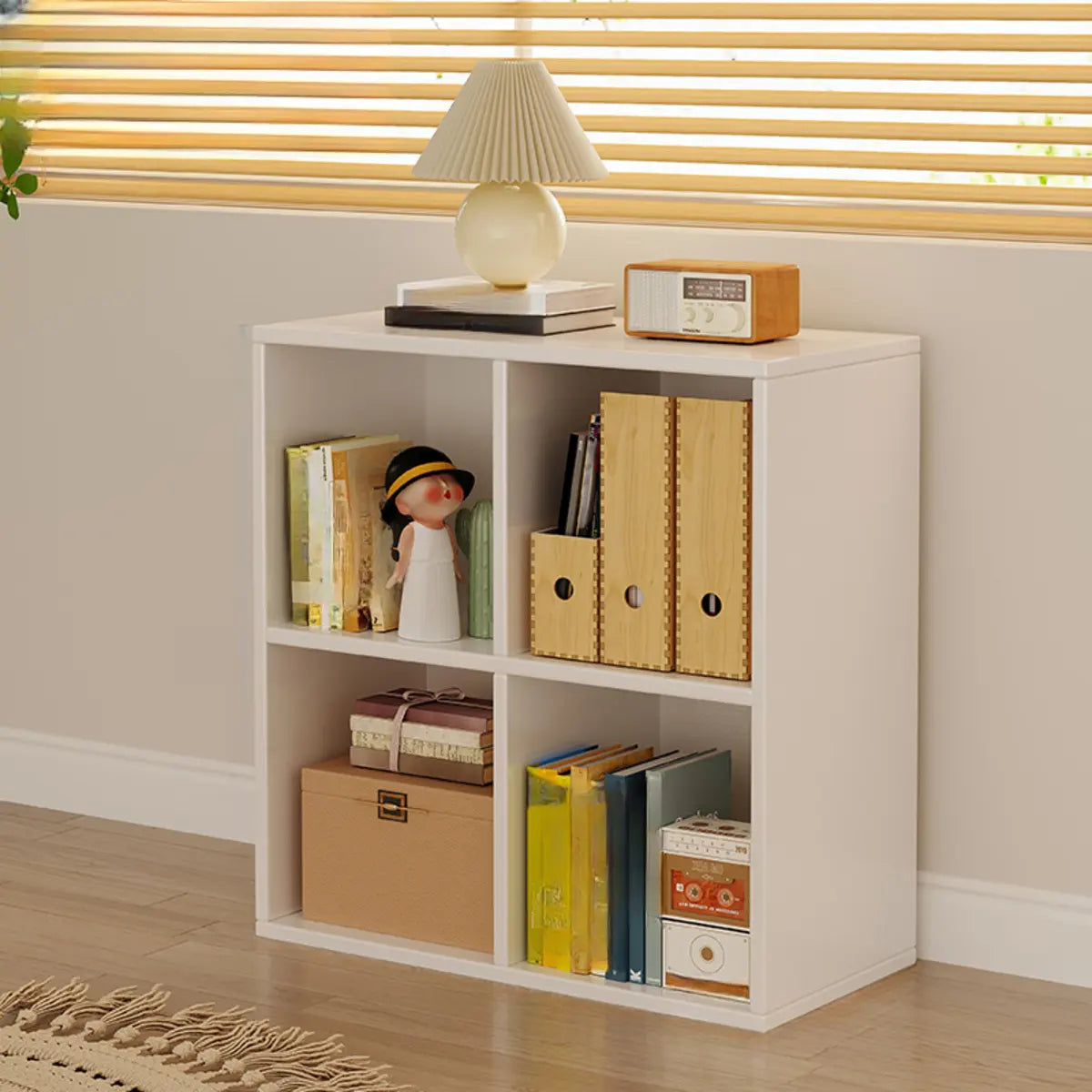 Casual White Closed Back Wood Vertical Wide Bookcase Image - 4