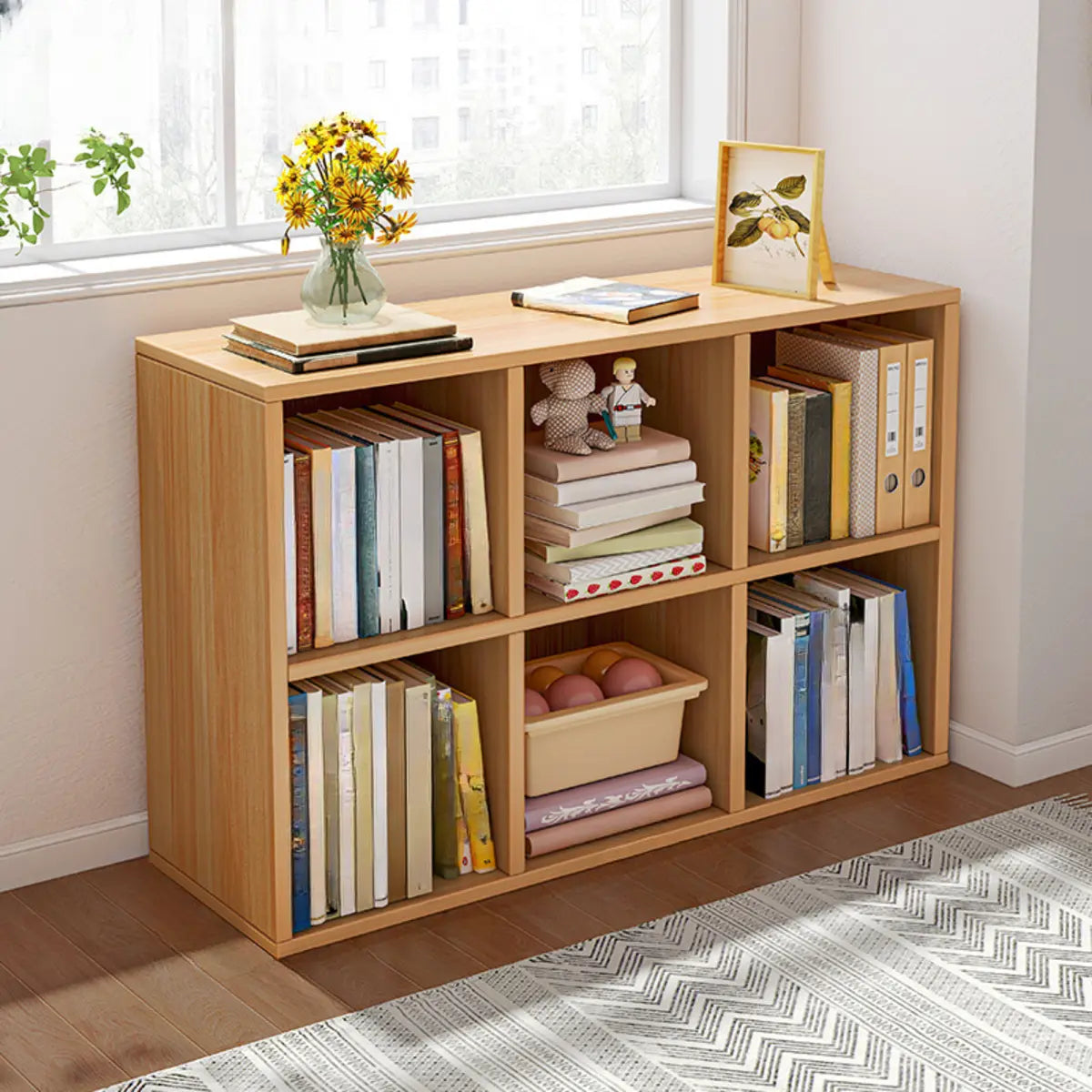 Casual White Closed Back Wood Vertical Wide Bookcase Image - 7