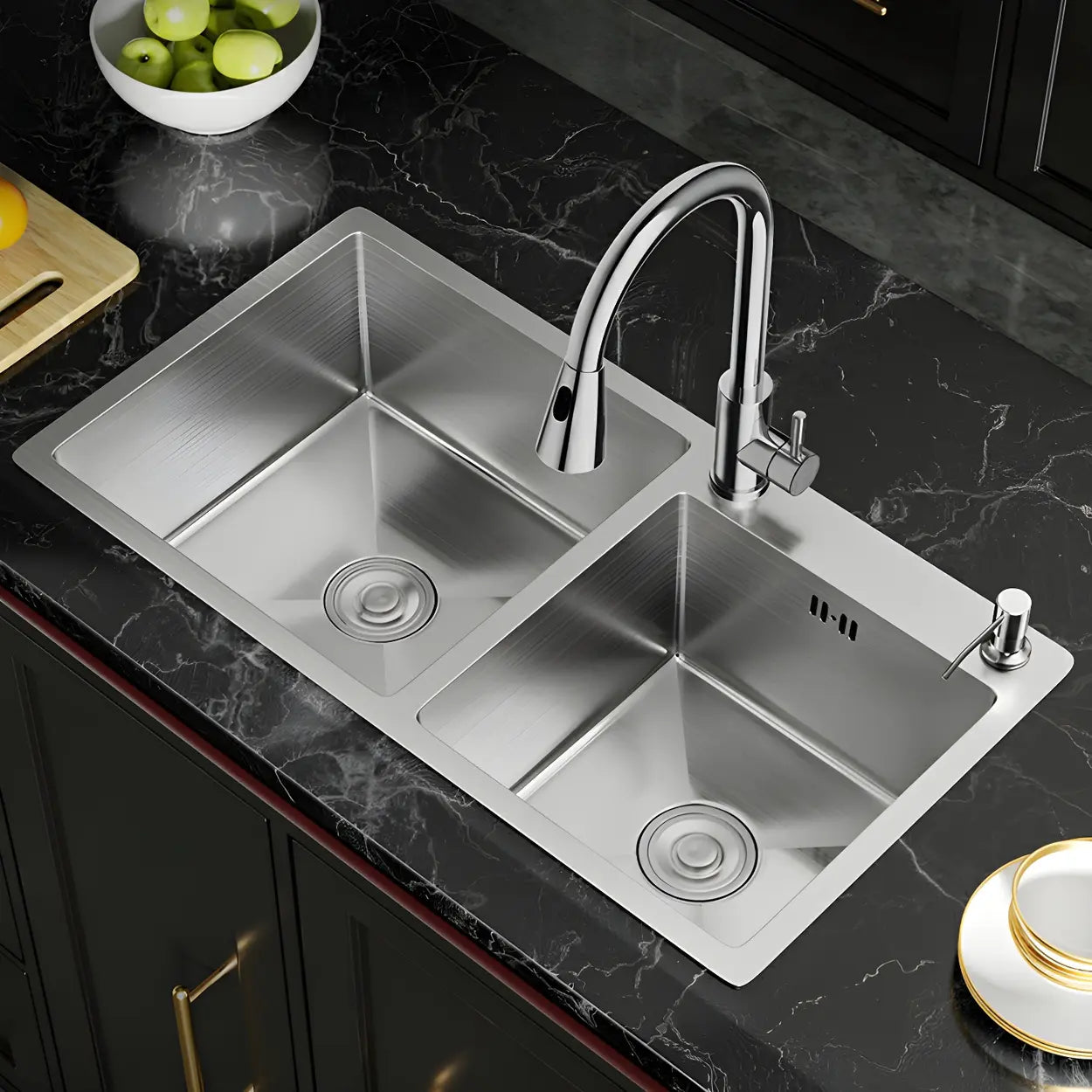 Center-Front Drain Stainless Steel Drop-In Kitchen Sink Image - 1