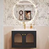 Ceramic Countertop Sink Bathroom Vanity with Mirror Cabinet Image - 2