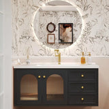 Ceramic Countertop Sink Bathroom Vanity with Mirror Cabinet Image - 5