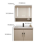 Ceramic Sink Beige Combo LED Bathroom Vanity with Mirror Image - 23