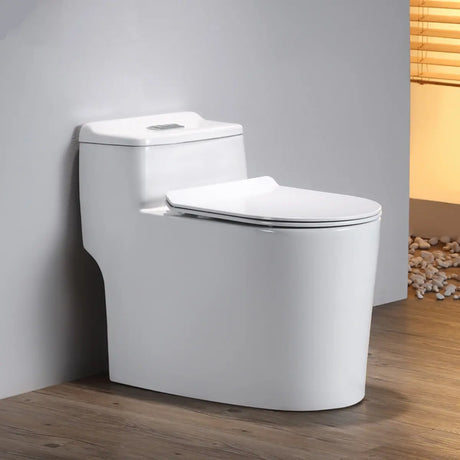 Ceramic White Floor Mounted Siphon Jet Elongated Toilet Image - 2