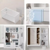 Chalk White Sink Wood Storage Wall Mounted Bathroom Vanity Image - 12