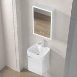 Chalk White Sink Wood Storage Wall Mounted Bathroom Vanity Image - 2