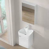 Chalk White Sink Wood Storage Wall Mounted Bathroom Vanity Image - 3