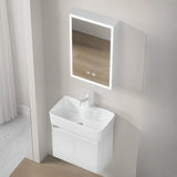 Chalk White Sink Wood Storage Wall Mounted Bathroom Vanity Image - 7