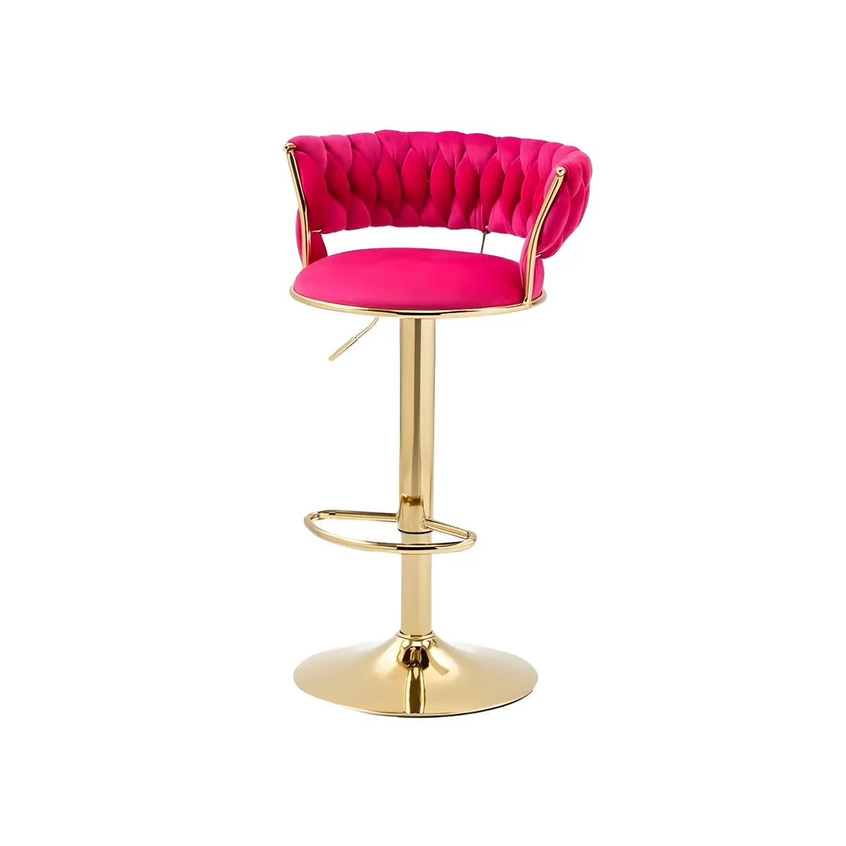 Champagne Gold Round Metal Adjustable Swivel Bar Stool Image - 11