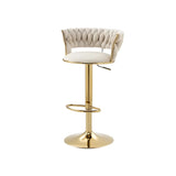 Champagne Gold Round Metal Adjustable Swivel Bar Stool Image - 13