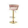 Champagne Gold Round Metal Adjustable Swivel Bar Stool Image - 16