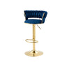 Champagne Gold Round Metal Adjustable Swivel Bar Stool Image - 17