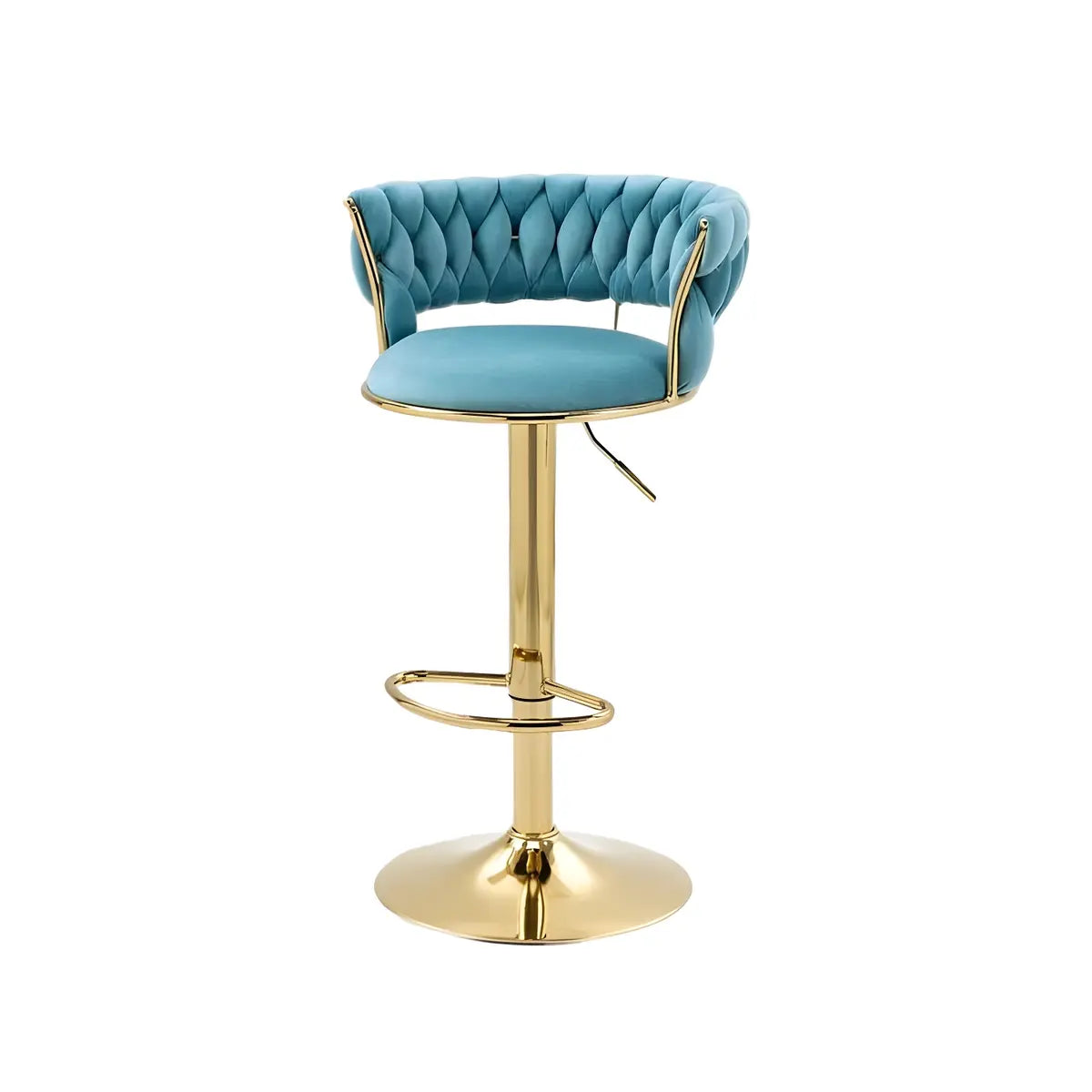 Champagne Gold Round Metal Adjustable Swivel Bar Stool Image - 18