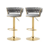 Champagne Gold Round Metal Adjustable Swivel Bar Stool Image - 20