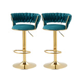 Champagne Gold Round Metal Adjustable Swivel Bar Stool Image - 22