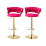 Champagne Gold Round Metal Adjustable Swivel Bar Stool Image - 25