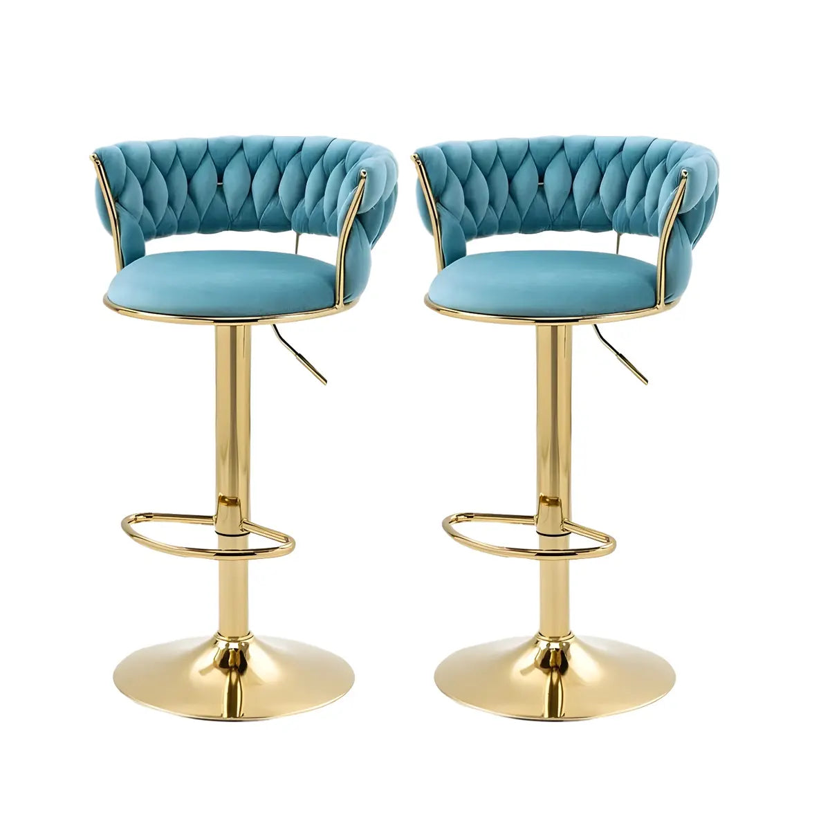 Champagne Gold Round Metal Adjustable Swivel Bar Stool Image - 29